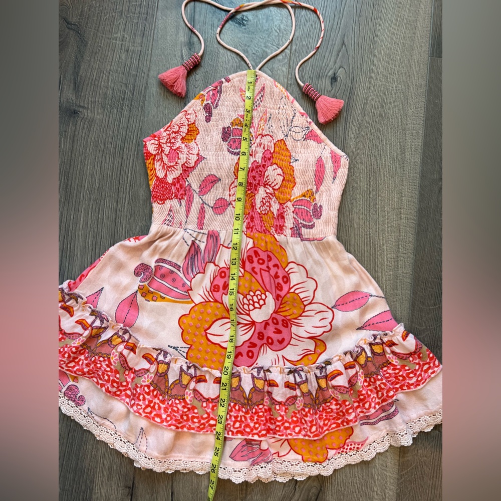 Pink & Coral Floral Halter Smocked Mini Dress - Picture 7 of 12